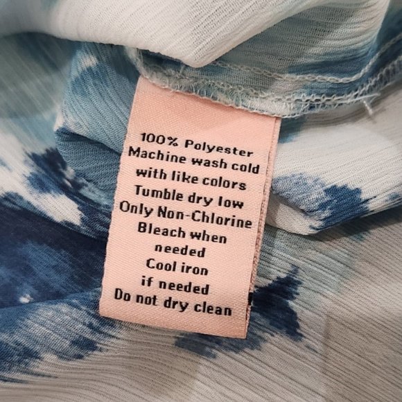 Juicy Couture Layered Ruffled V-Neck White/Blue Cold Shoulder Flowy Top XXL - Picture 9 of 9